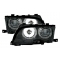BMW E46 kupejas/kabrio (01-03) priekšējie lukturi, eņģeļ acis, melni